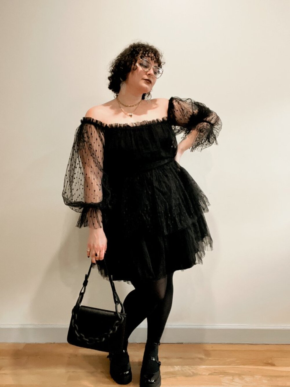 Swiss Dot Tulle Tiered Mini Dress